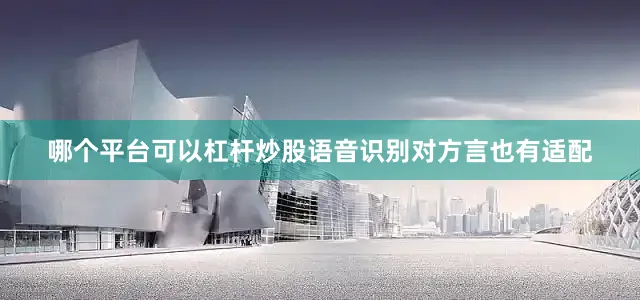 哪个平台可以杠杆炒股语音识别对方言也有适配